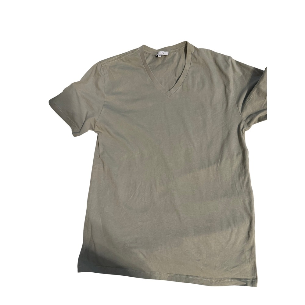 Reiss Mens V-Neck T-Shirt Sage Green Short Sleeve Cotton Tee Size M